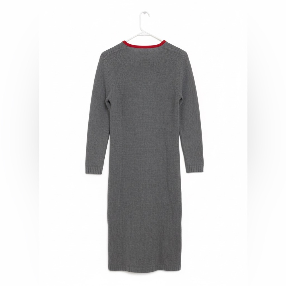 Lion Knitting Mills  Gray Long Sleeve Dress with Red Accents - Picture 2 of 4
